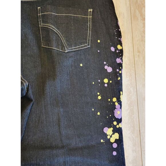 Jamie Nicole 20 Blue Jeans Dark Wash Paint & Patch‎ Boot Cut Pockets NEW - Picture 9 of 11